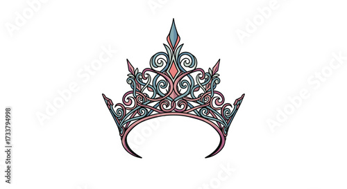 A beautiful ornate crown with intricate details and a regal design signifying royalty and prestige.