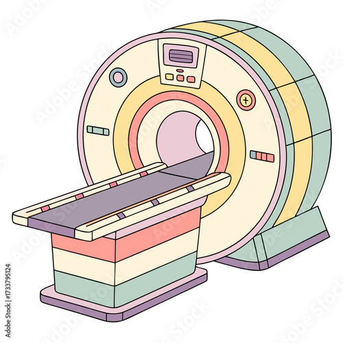 Colorful vector illustration of an M R I machine MRI machine 1