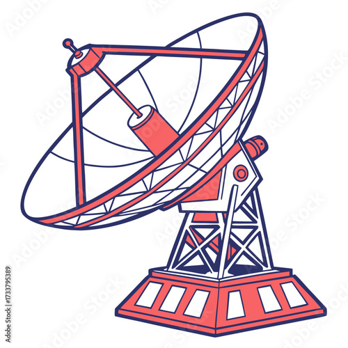 Coral and navy blue satellite dish vector illustration