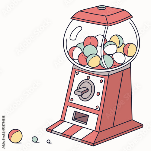 Red gumball machine with colorful gumballs vector candy 2