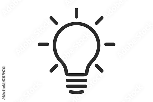 Lightbulb line icon vector. Simple graphic element representing idea, creativity, innovation, solution. Symbol of inspiration, energy, electricity. Bright lamp minimal design.