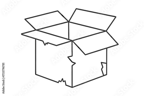Broken box line icon. Damaged package vector illustration. Concept of fragile shipping, delivery problems, unpacking, or empty storage. Simple outline graphic for web and apps.