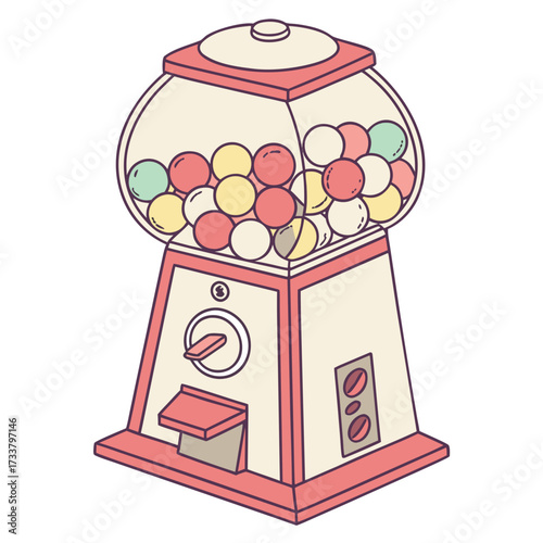 Vintage gumball machine with colorful candy balls vending machine