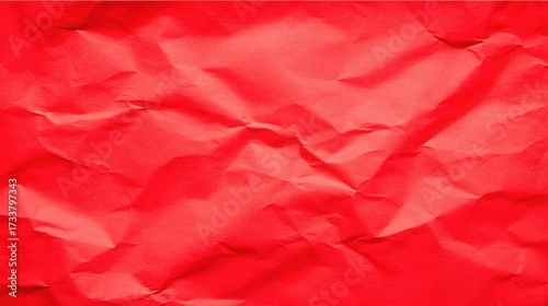 Red crumpled paper texture, with vibrant color and wrinkled surface, full - frame background, copy space