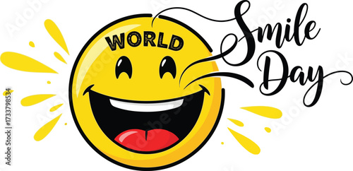World smile day with smiley face isolated on white background
