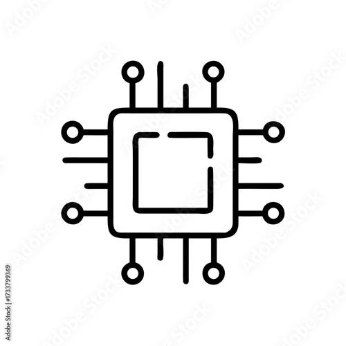 Computer chip processor icon vector illustration cpu circuit board technology microchip hardware computing design 100