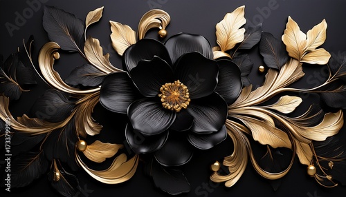 Black Flowers With Gold
