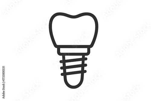 Dental implant line icon for dentistry and stomatology. Tooth prosthesis symbol for dental care, clinic logo, or medical app. Vector illustration of tooth restoration.