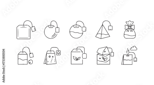 Vector art of tea bag set isolated