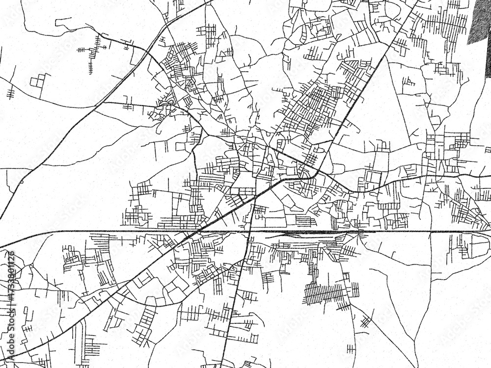Fototapeta premium Monochrome sketch map of Guna, India, ideal for posters, prints, and travel design.