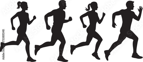 Vector Collection of Jogging and Running Silhouette Icons for Exercise