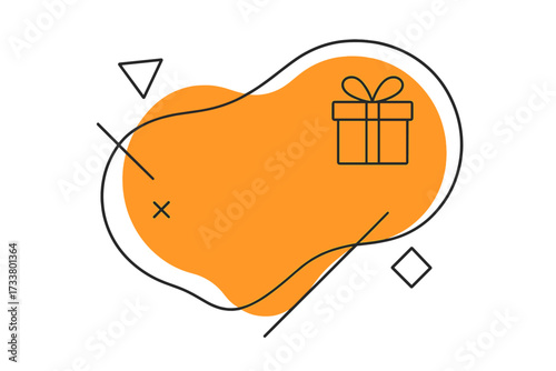 Refer a friend marketing concept. Gift box reward icon on abstract liquid shape banner. Vector graphic for business promotion, affiliate program, customer loyalty, and bonus offer.