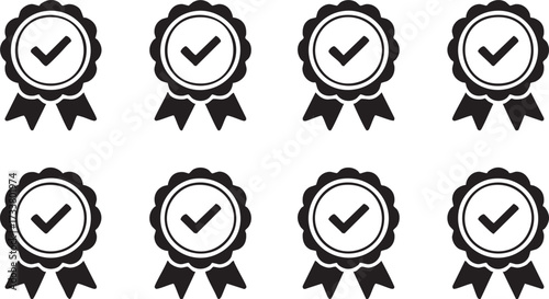 Verification and Approval Badge Vector Icons Silhouette Collection