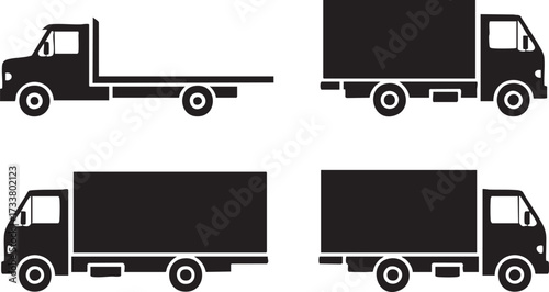 Delivery Truck Silhouette Vector Icons Collection for Shipping and Logistics