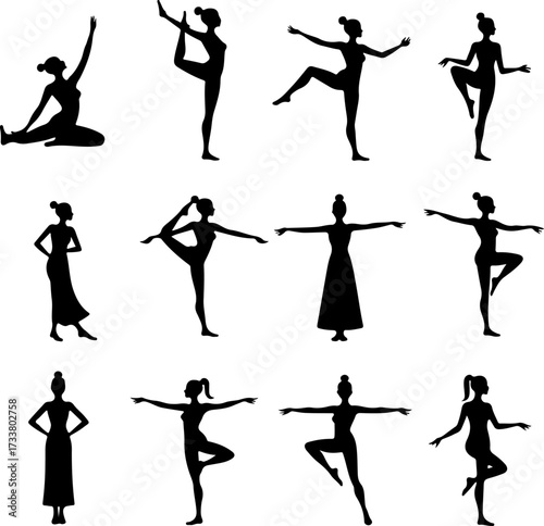 Dancing Woman Silhouette Collection Illustration