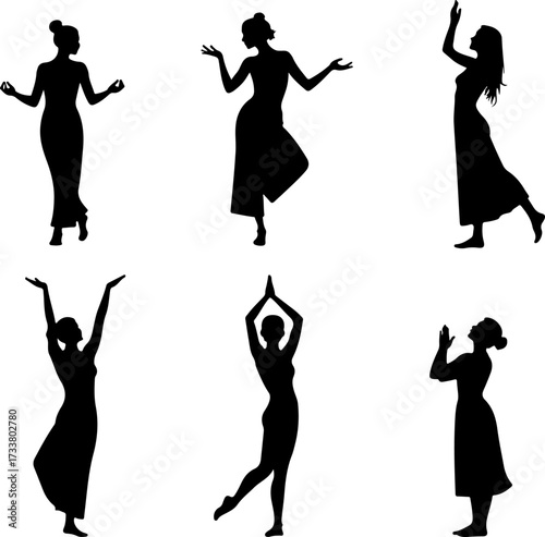 Dancing Woman Silhouette Collection Illustration