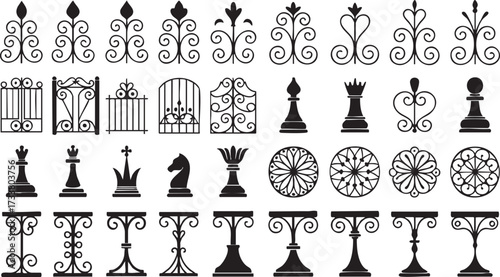 Black Ornamental Design Vector Icons for Vintage and Decorative Projects