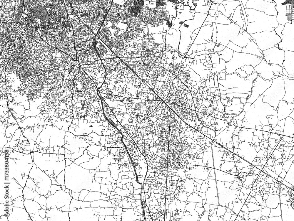 Obraz premium Sketch-style black and white map of Rajpur Sonarpur, India, perfect for illustration and wall art.