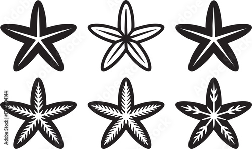 Vector Collection of Starfish Silhouettes for Nature and Marine Themes