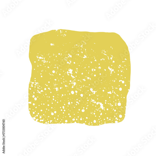 A yellow, slightly wavy-edged square, conveying a playful block motif for digital or print