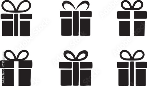 Collection of Present Silhouette Icons for Holiday Celebration Vector Design