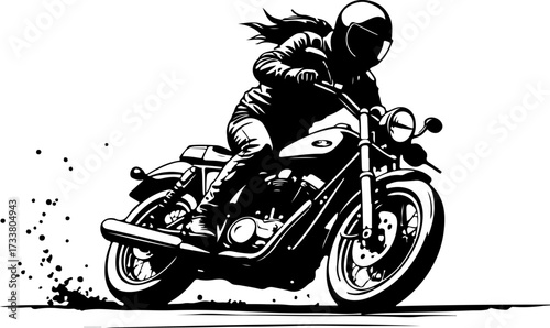Black and White Motorcycle Rider Silhouettes Vector Bundle