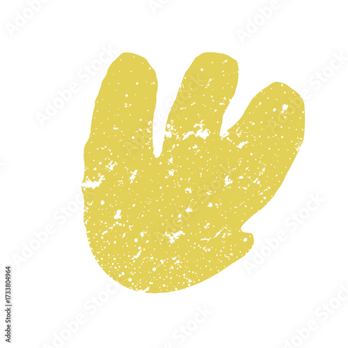 A golden yellow, rounded blob with three protrusions, perfect for playful design accents