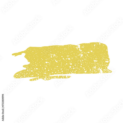 A yellow paintbrush stroke with grunge details, suitable for energetic and bold illustrations