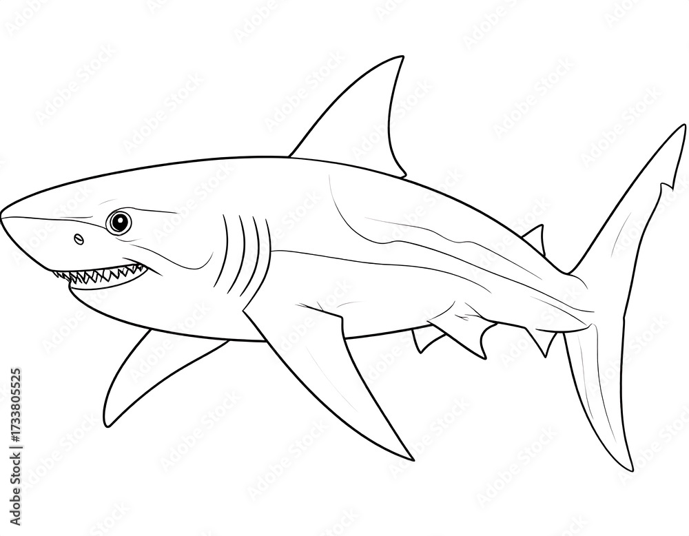 Obraz premium Simple black and white shark drawing