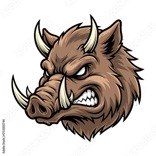 Wild Boar Head Mascot Vector – Ferocious Beast Logo