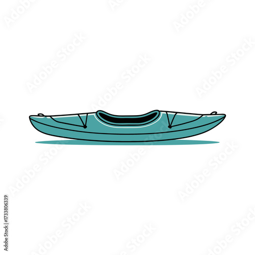flat kayak silhouette, side by side cockpit, minimalist outdoor gear, camping river adventure, boating recreation vector design