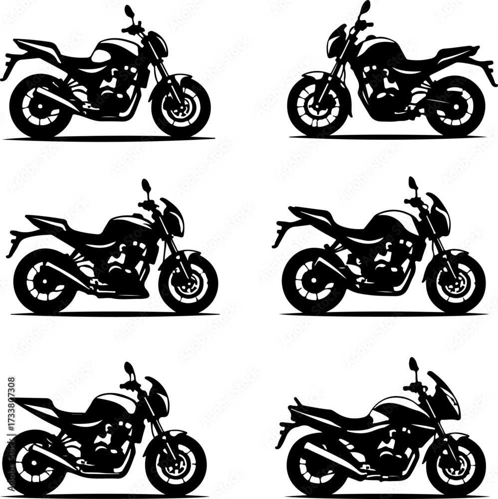 Obraz premium Motorcycle Silhouette Vector Bundle