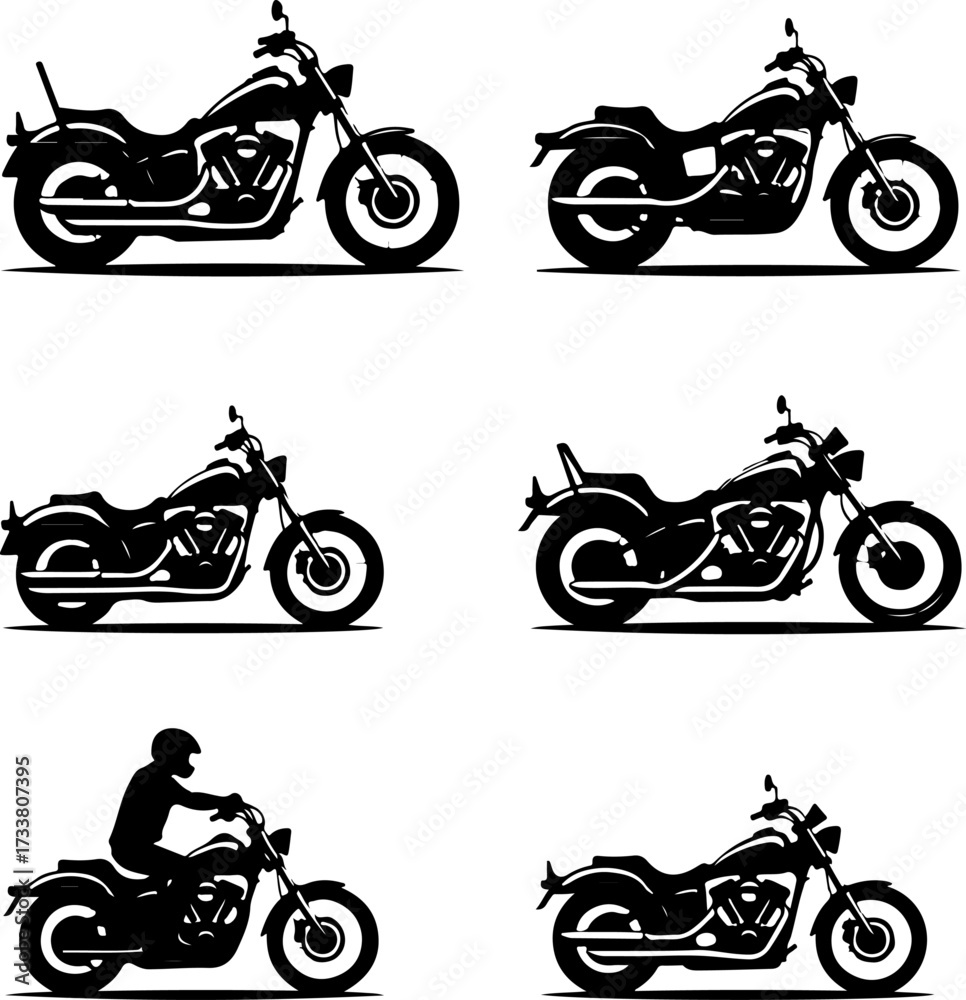 Obraz premium Motorcycle Silhouette Vector Bundle