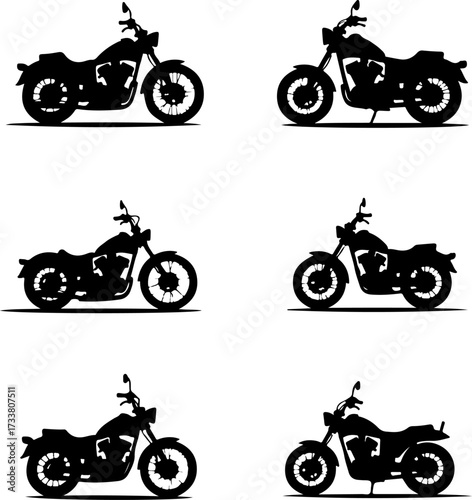 Cruiser Motorcycle Silhouettes Bundle