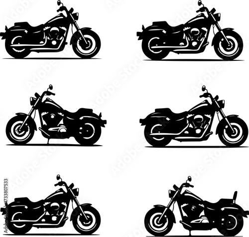 Cruiser Motorcycle Silhouettes Bundle