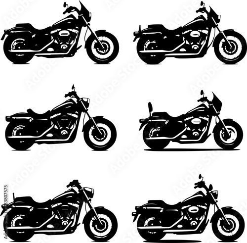 Cruiser Motorcycle Silhouettes Bundle