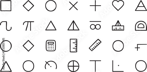 Vector Collection of Mathematical Symbols and Geometric Figures for Education