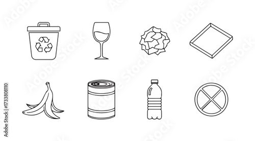 Vector art of set of waste items