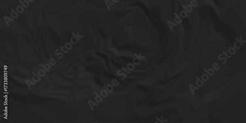 Black crumpled paper background texture pattern overlay. crinkled wrapper rumple wrinkled high resolution arts craft and Seamless black crumpled paper.	
