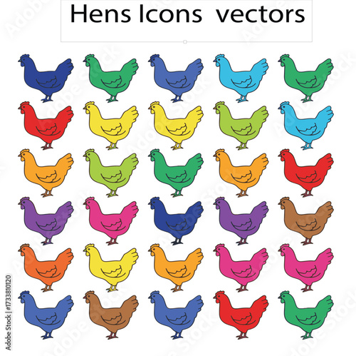 Hens Collection – Farm Birds, Poultry Animals and Rural Lifestyle Illustrations