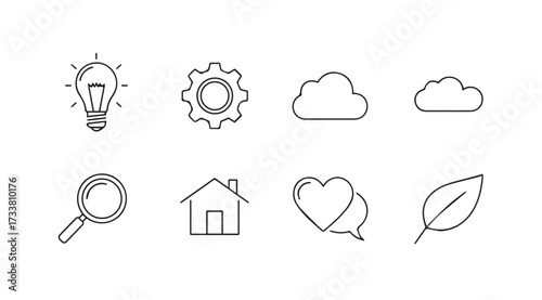 Vector art of set of outline icons