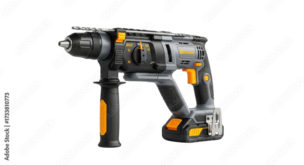 Fototapeta premium Cordless rotary hammer drill isolated PNG with Transparent Background
