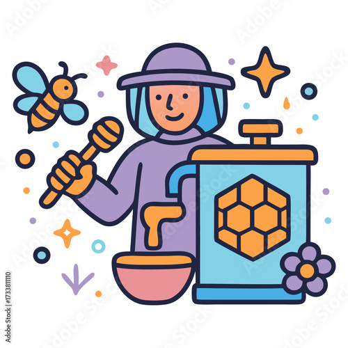 A cartoonish bee worker