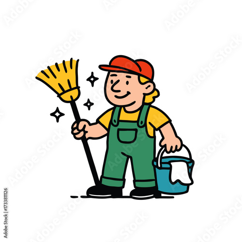 A cartoonish  red cap cleaner