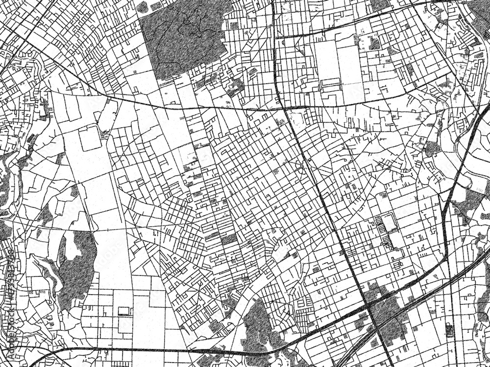 Naklejka premium Detailed black and white map of Minamirinkan, Japan, in artistic sketch style.