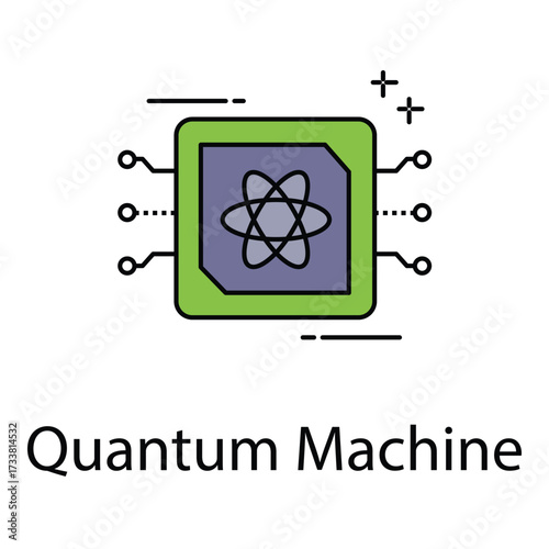 Futuristic Quantum Machine Icon Representing Advanced Computing Power and Digital Technology