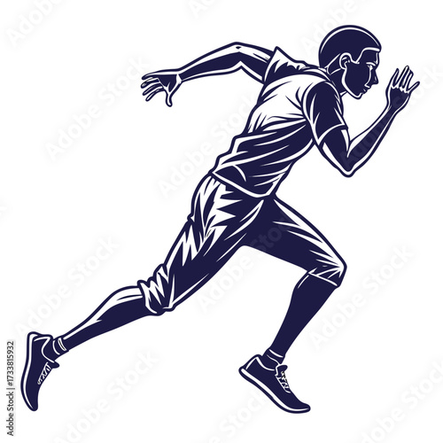 Dark blue silhouette of a man running forward speed