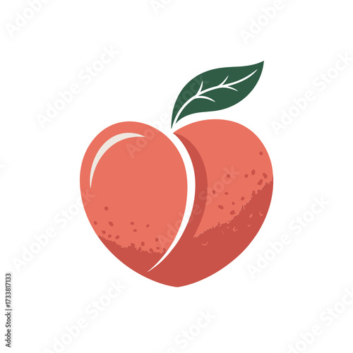 Heart shaped peach emblem, speckled texture, organic produce mark, wholesome food label, natural grocery identity, editable vector artwork