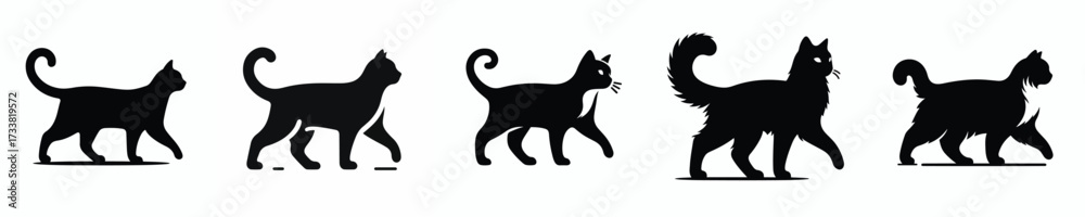 Fototapeta premium vector black and white silhouette of a cat