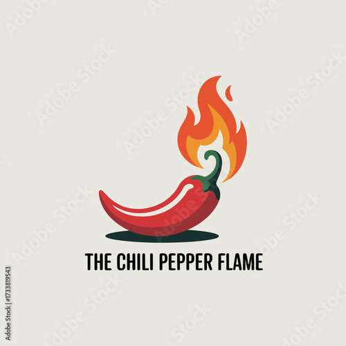 chili pepper flame, spicy heat, red pepper icon, culinary brand, fiery taste, bold graphic, vector illustration